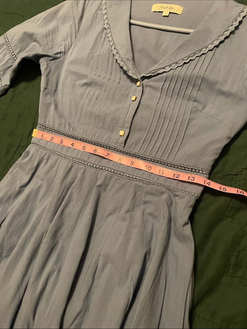 Vintage-Inspired Blue Long Sleeve Dress - Picture 3 of 11